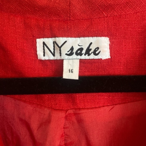 NY Sake LINEN Shirt Dress Silver Hardware Zip front, zipper pockets Red Size 1… - Picture 7 of 16
